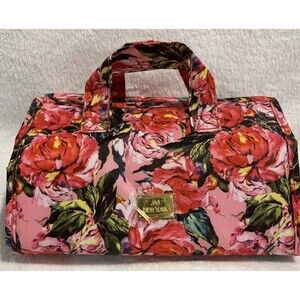 JM New York Travel Roll Up makeup/jewelry/Toiletries Bag floral pattern